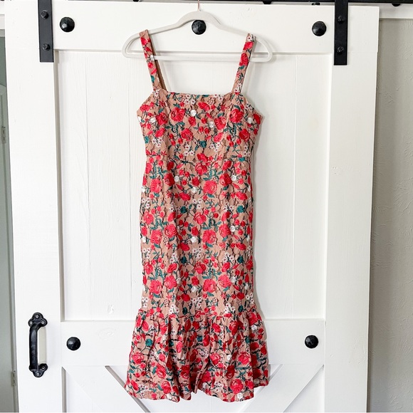 Lovers + Friends Under The Stars Midi Dress in Dark Nude Floral Size Small - Picture 3 of 11